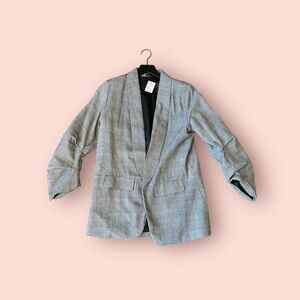 Timeless Gray Plaid Rouched Blazer